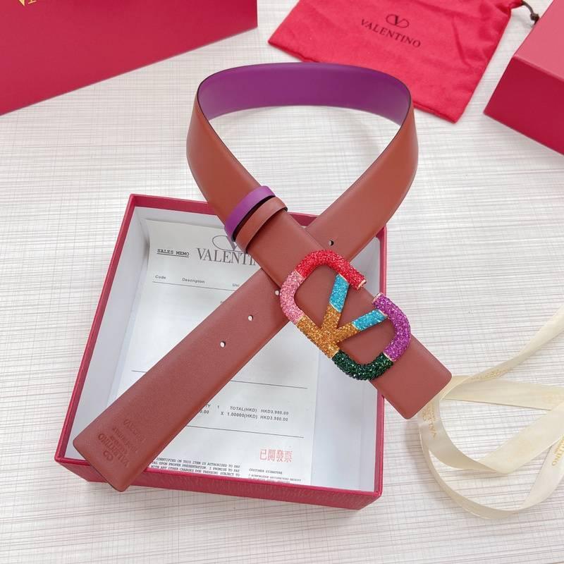 VALENTINO GARAVANI V logo Rainbow Reversible Leather Belt 'Brown/Purple' Banlieue91