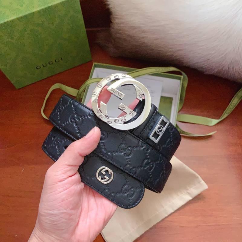 GUCCI Embellished coated-canvas and leather belt 'Black' Banlieue91