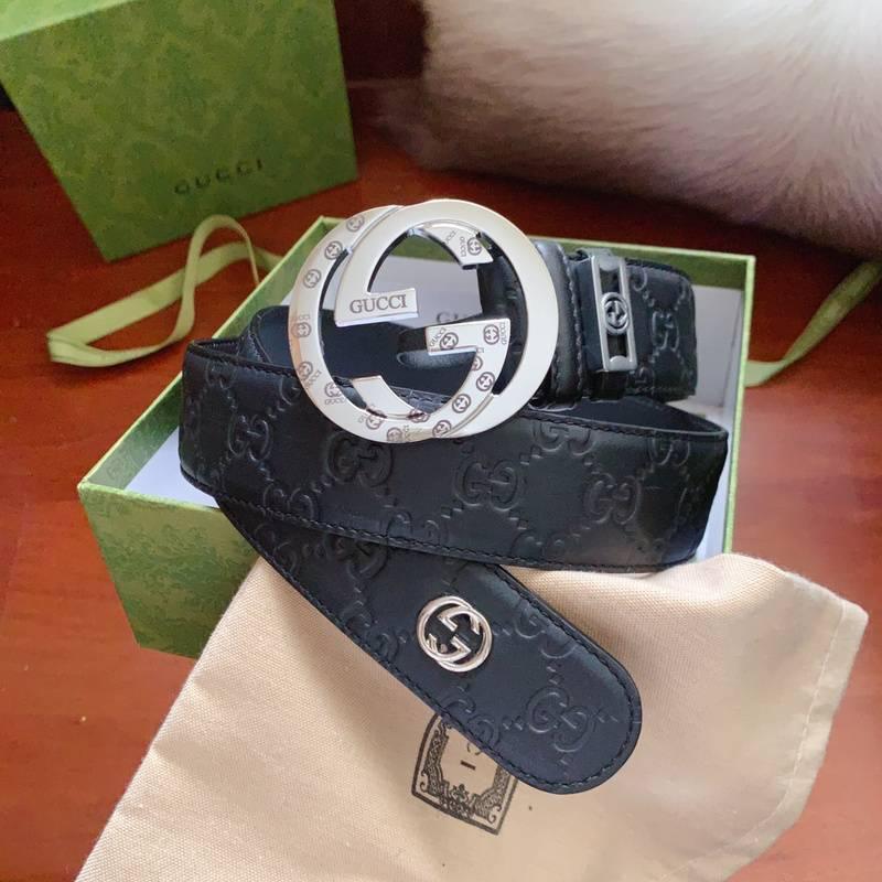 GUCCI Embellished coated-canvas and leather belt 'Black' Banlieue91