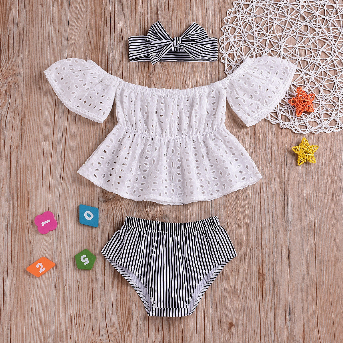 Striped triangle shorts turban