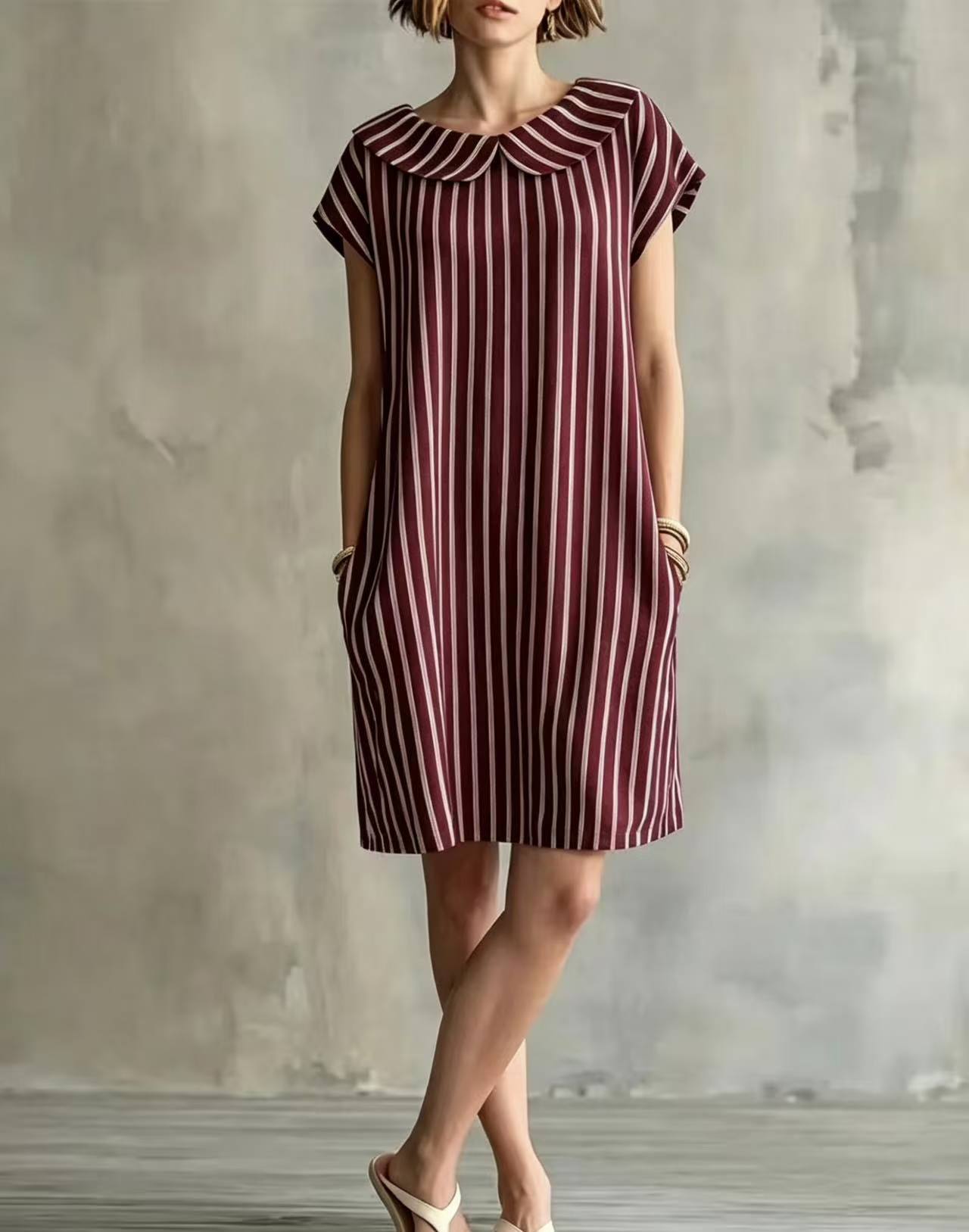 Women's Striped Bodycon Midi Dress – High-Waist Sleeveless FitiqueFit