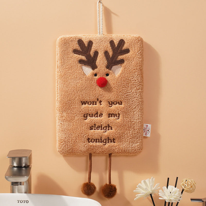 New Christmas hand towel can be hung with thick coral fleece towel, kitchen absorbent quick drying cloth, cartoon hand towel V.I.P Digital Presence