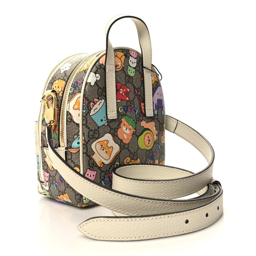 Gucci X PIKARAR GG Supreme Monogram Textured Dollar Calfskin Animal Print Retro Interlocking G Multi-Function Bag Beige Ebony Multicolor Mystic White Banlieue91