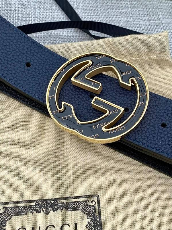 GUCCI Embellished coated-canvas and leather belt 'Blue' Banlieue91