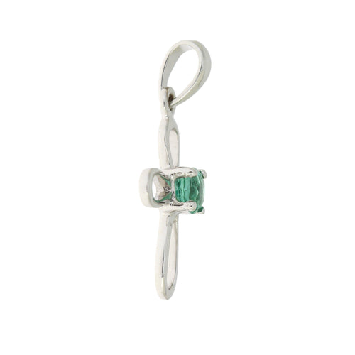 .19ct Emerald Cross Religious Pendant 10KT White Gold Bids.com