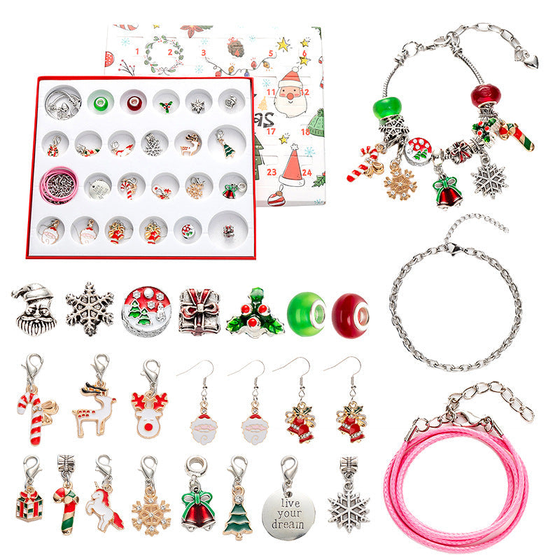 DIY creative children's bracelet jewelry 24-grid calendar Christmas holiday surprise blind box silver set V.I.P Digital Presence
