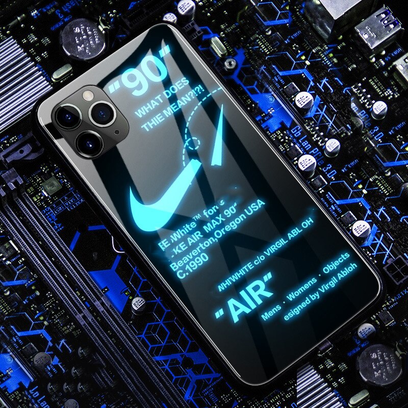 Sport Call Light Case For iPhone 12 11 Pro Max 8 7 6 6S Plus LED Case Tempered Glass Coque Flash Cover For iPhone X XS MAX XR SE V.I.P Digital Presence