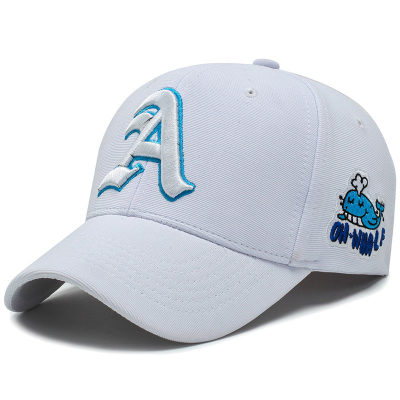 Fashion Gothic Letter A Side Whale Embroidery Baseball Caps Spring and Autumn Outdoor Adjustable Casual Hats Sunscreen Hat V.I.P Digital Presence
