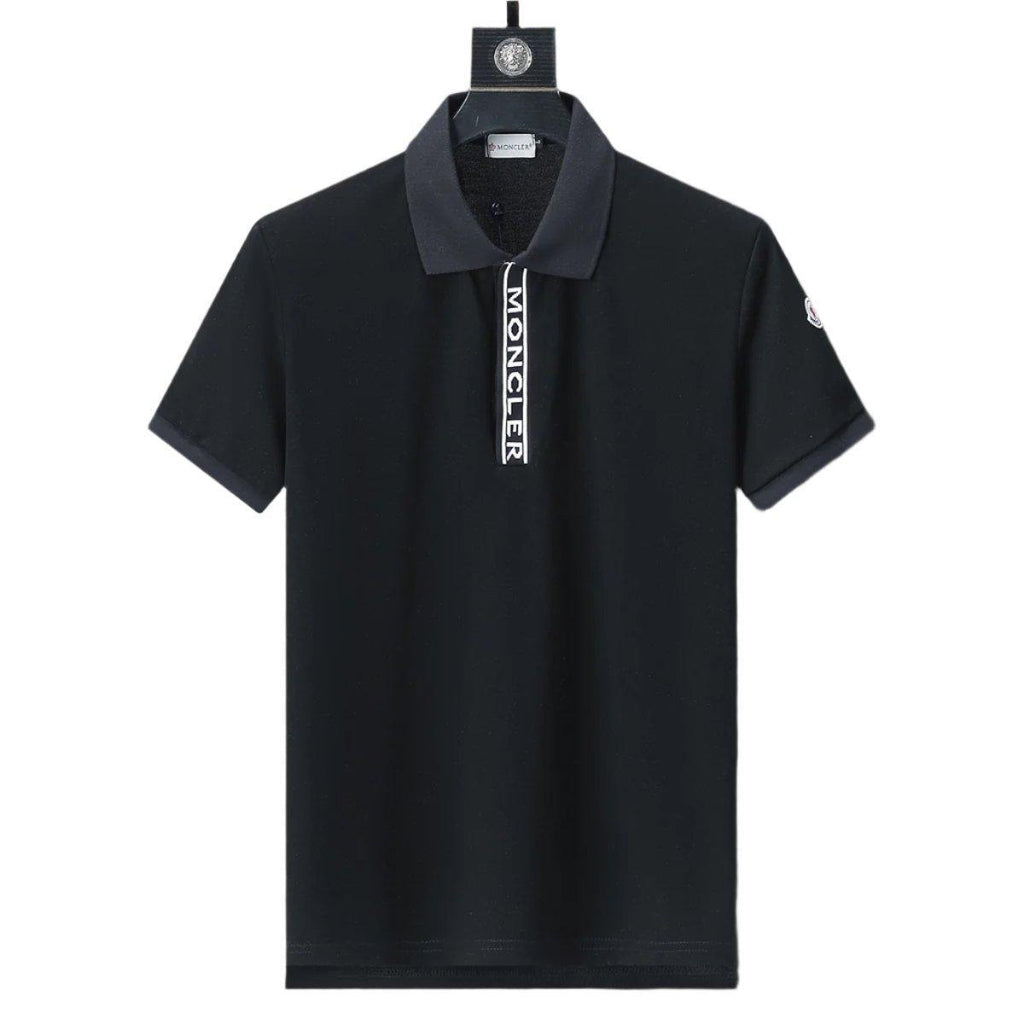 Moncler Black T-Shirt with Collar Banlieue91