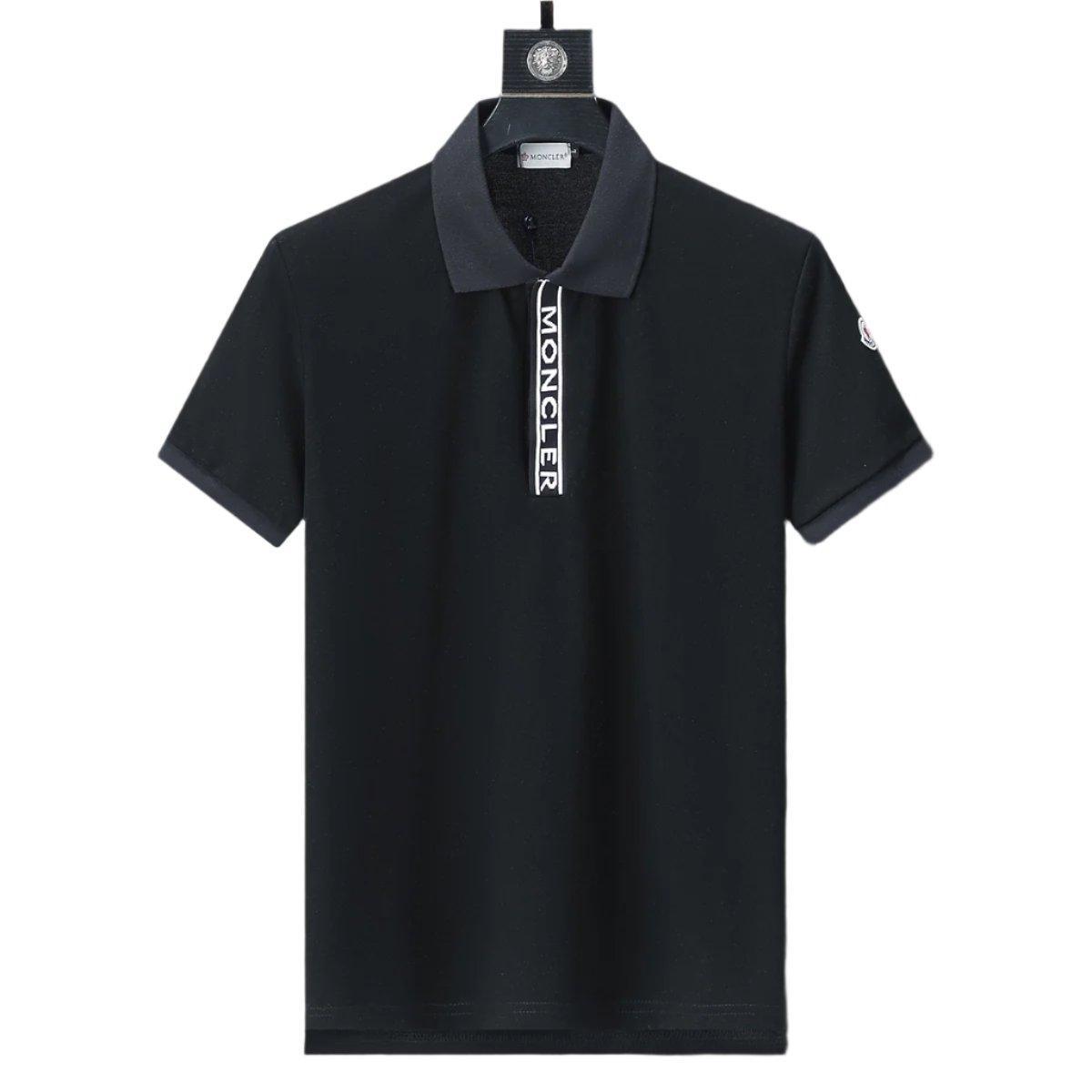 Moncler Black T-Shirt with Collar Banlieue91