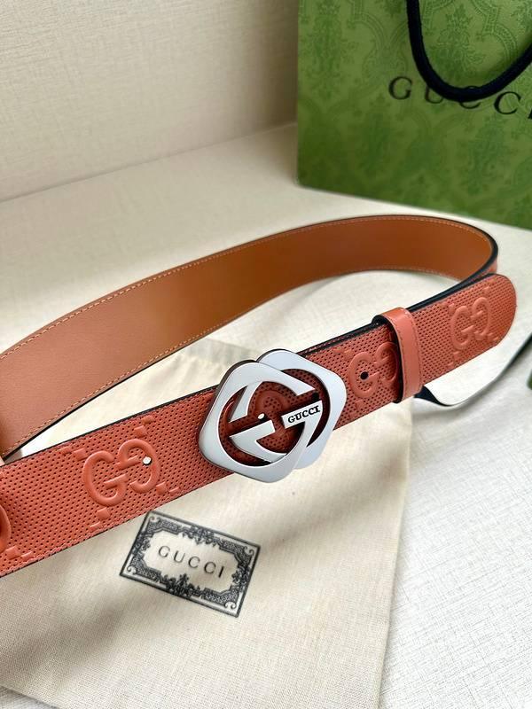 GUCCI Embellished coated-canvas and leather belt 'Red' Banlieue91