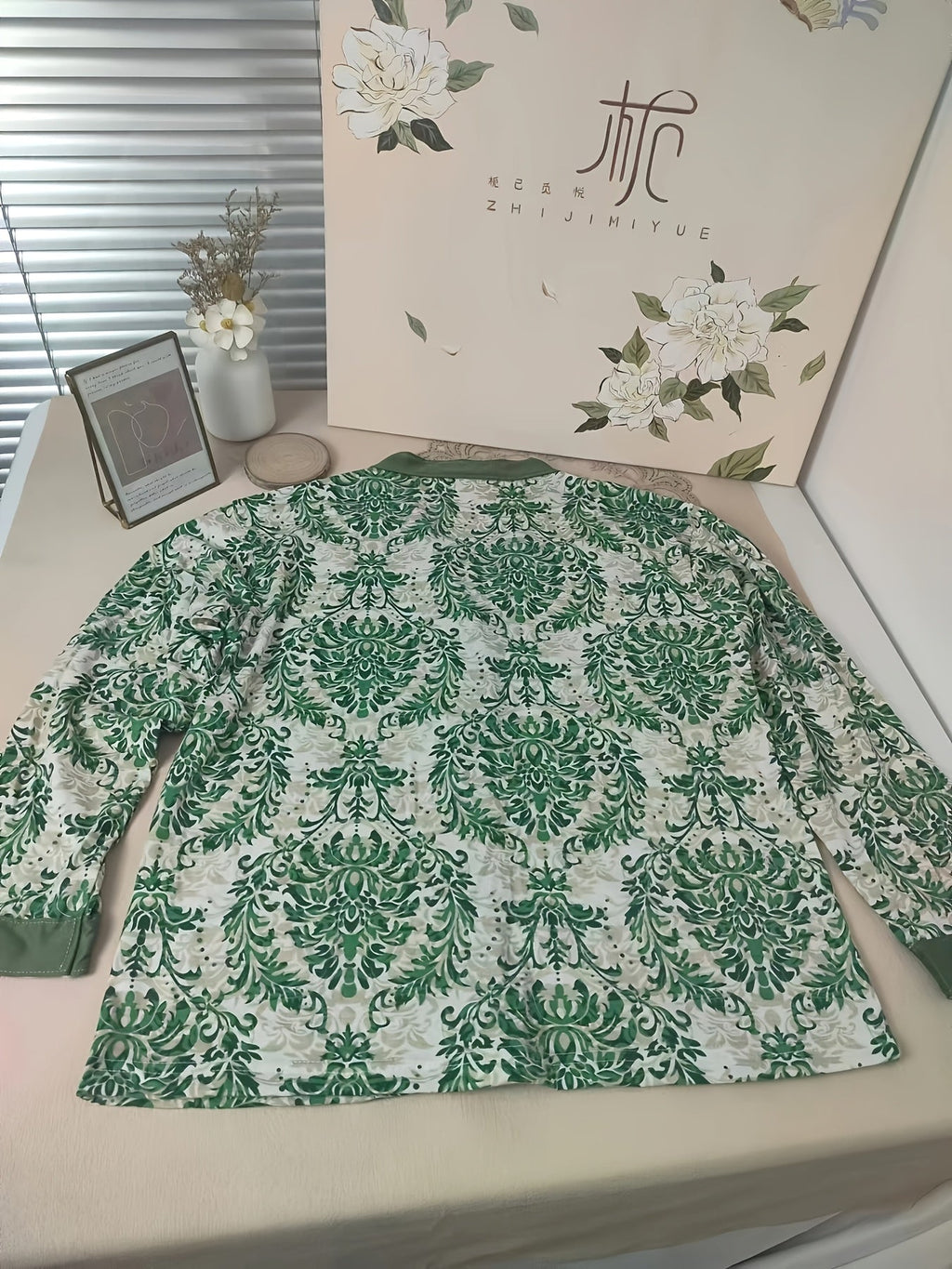 Elegant Womens Floral VNeck Cotton Pajama Set