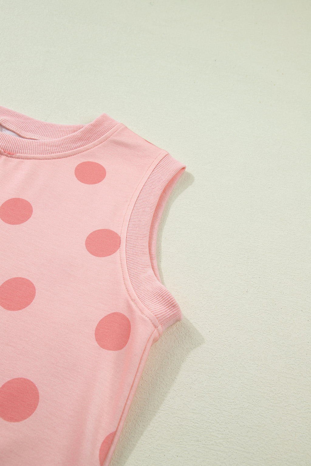 White Ribbed Trim Polka Dot Print Tank Split Mini Skort 2pcs Set
