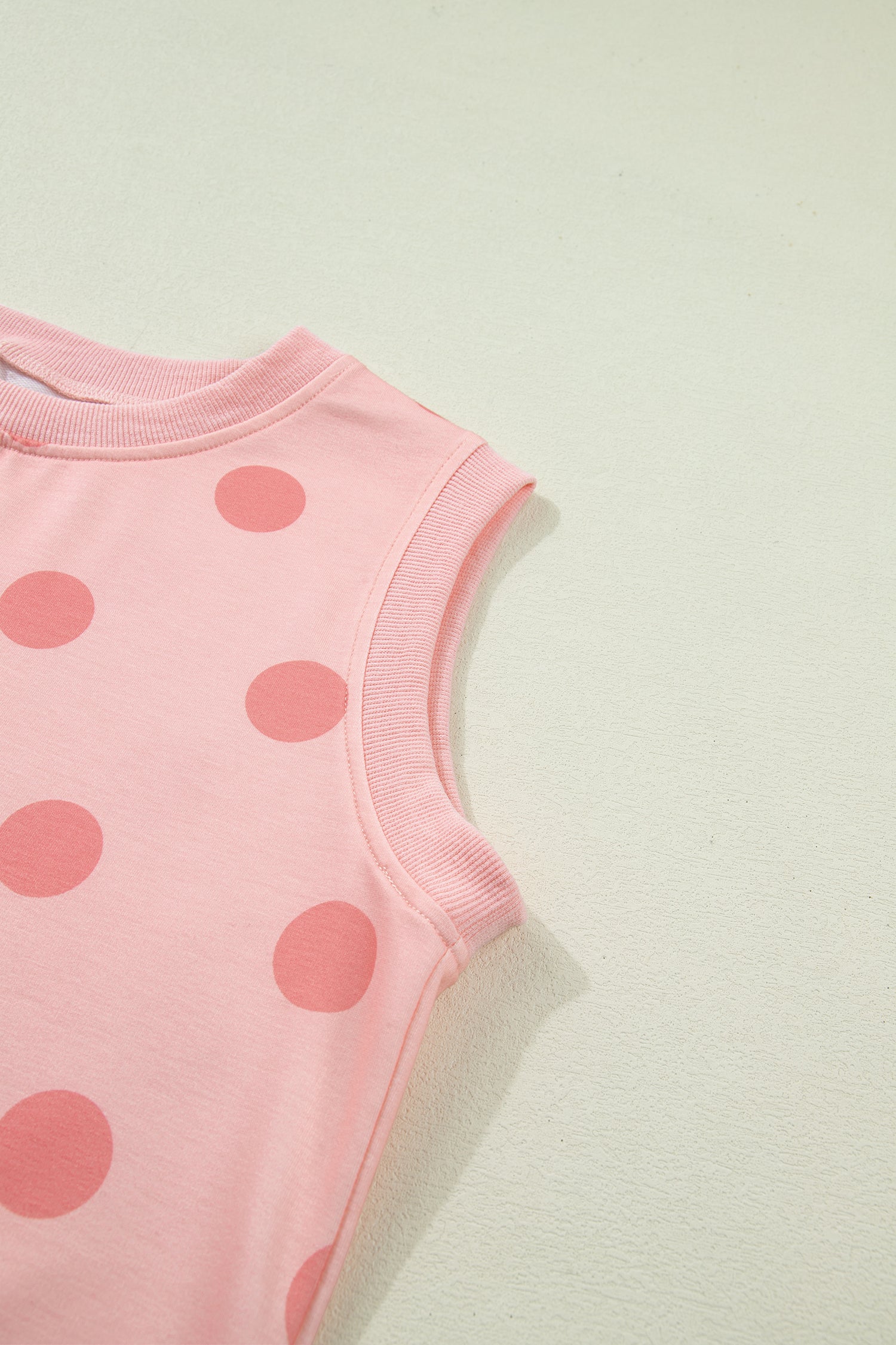 White Ribbed Trim Polka Dot Print Tank Split Mini Skort 2pcs Set