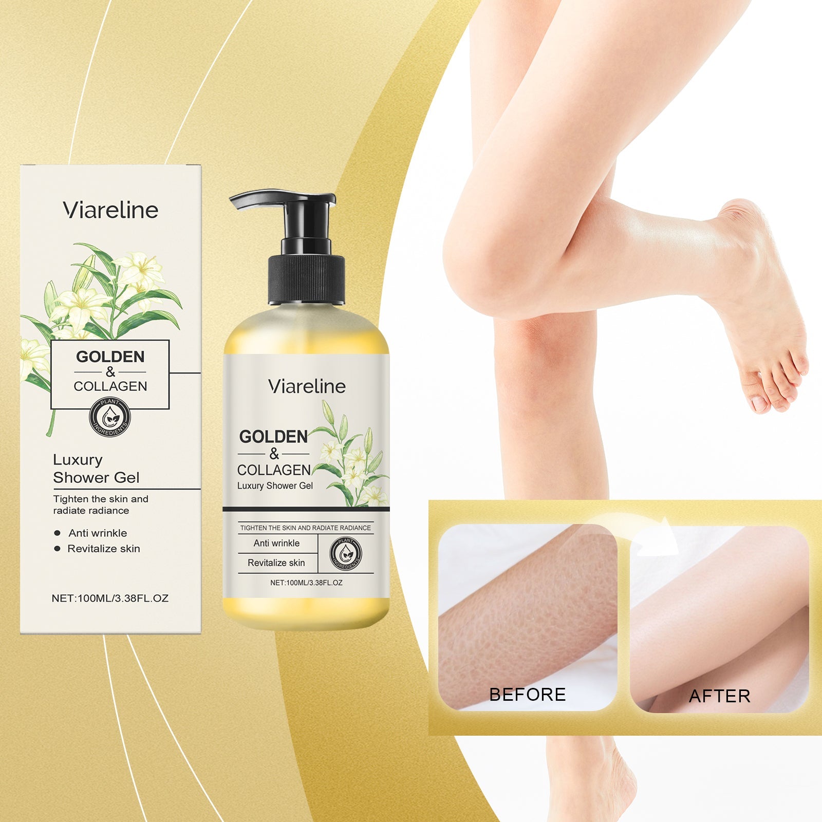 Gold Collagen Shower Gel Fresh, Clean, Moisturizing, Moisturizing And Nourishing Shower Gel