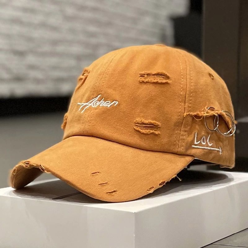 Korean Distressed Tie-Dye Letter Print Cotton Cap – Women’s Dome Crown FitiqueFit
