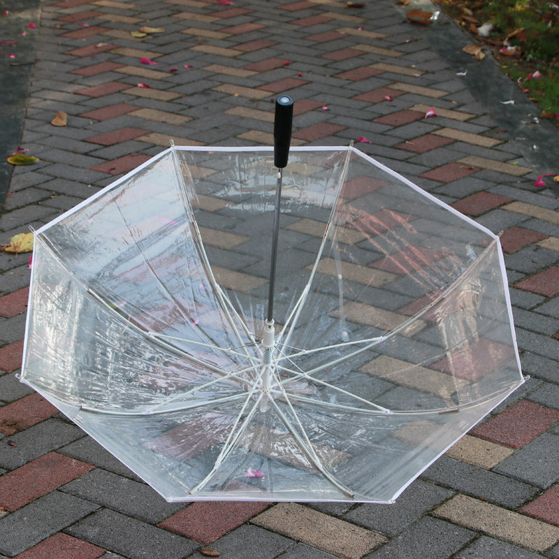 Led Light POE Transparent Colorful Luminous Umbrella Flashlight Straight Pole