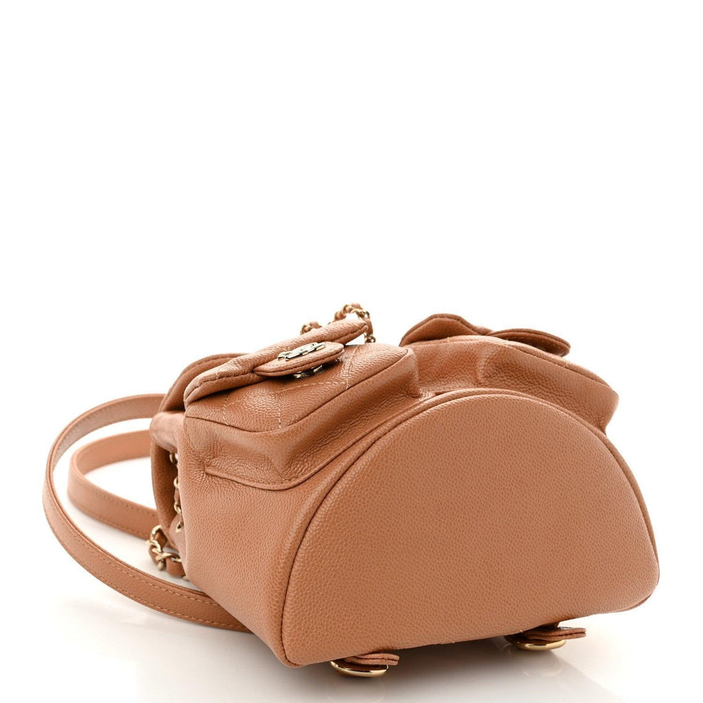 Chanel Shiny Caviar Quilted Small Duma Pockets Drawstring Backpack