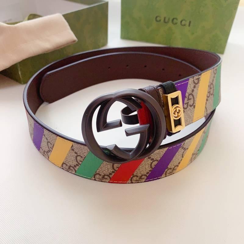 GUCCI Embellished coated-canvas and leather belt 'Multicolor' Banlieue91