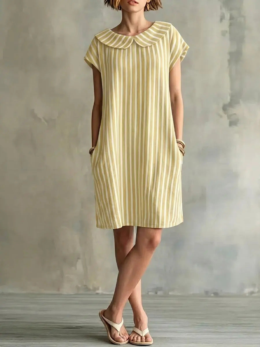 Women's Striped Bodycon Midi Dress – High-Waist Sleeveless FitiqueFit