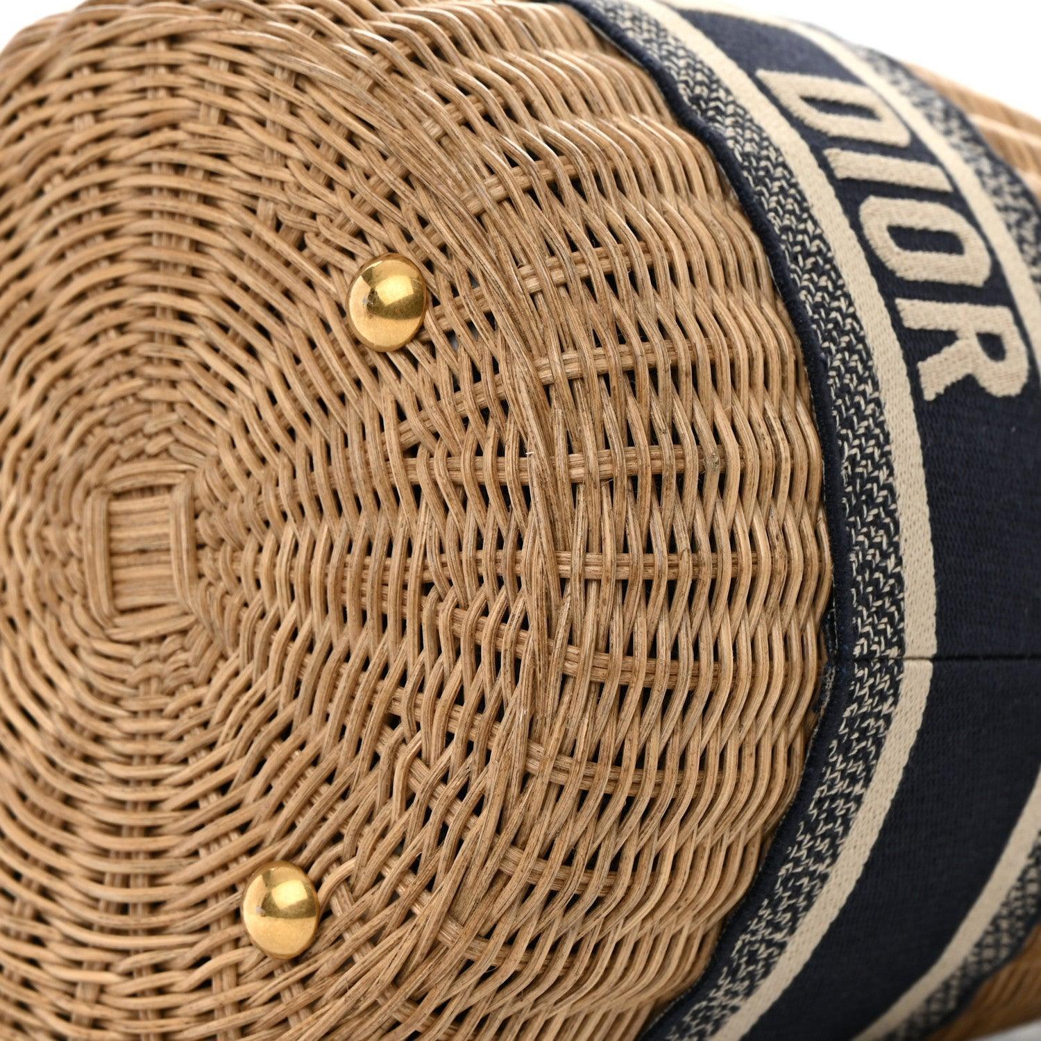Christian Dior Wicker Oblique Drawstring Bucket Bag Banlieue91
