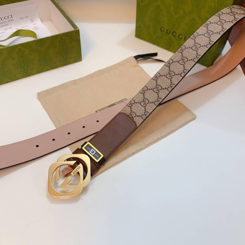GUCCI Embellished coated-canvas and leather belt 'Brown' Banlieue91