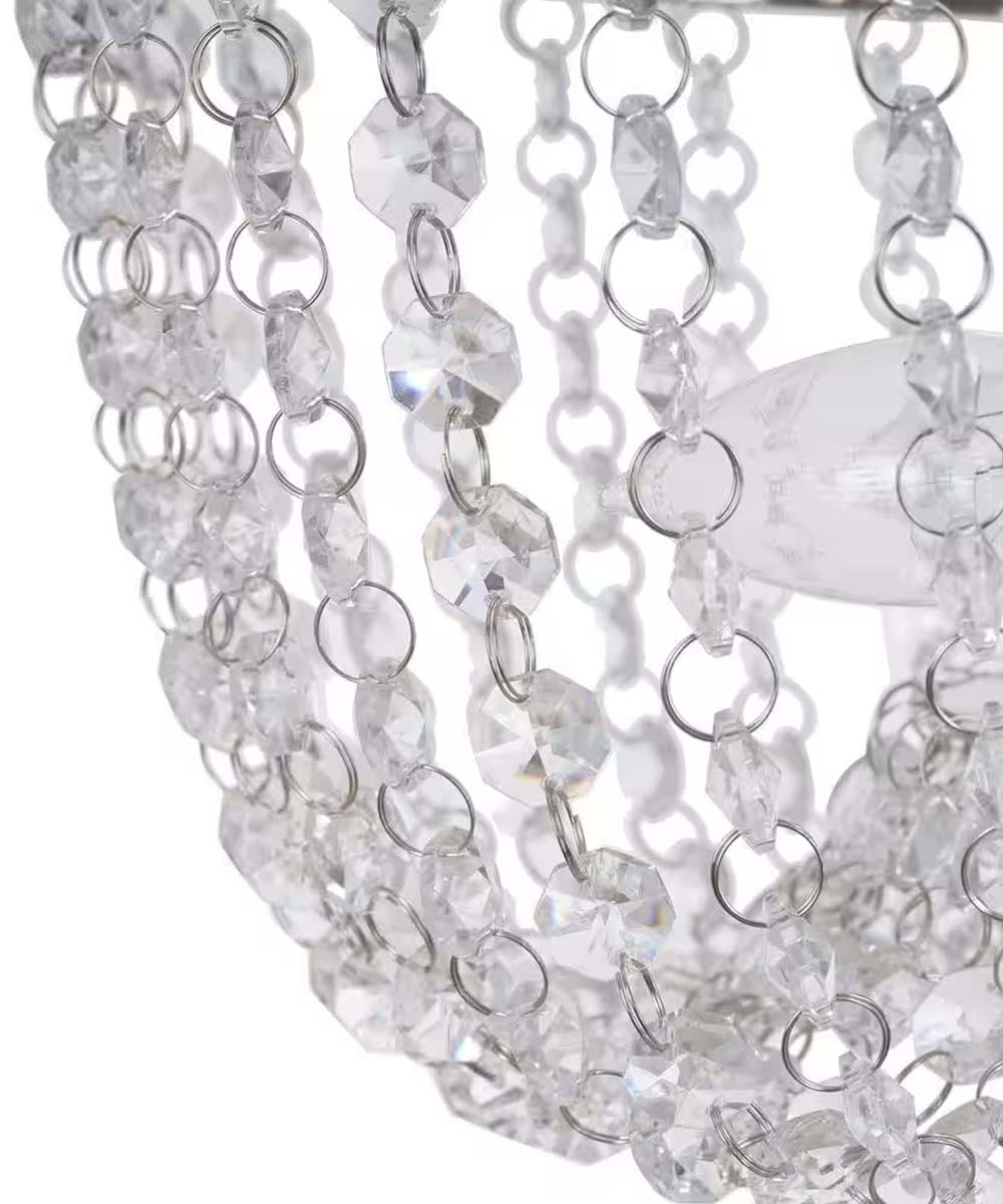 Alsy 16"W 4-Lights Bling Polished Nickel Pendant Chandelier with Crystal Glass Beads LampsUSA