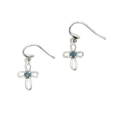 .27ct Sapphire Cross Earrings 10KT White Gold Bids.com