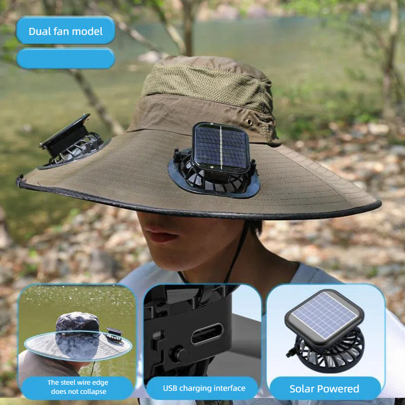 Camper Solar Fan Hat Fishing Hat Men's Outdoor Mountaineering UV Protection Sunshade Fishing Hat with Fan V.I.P Digital Presence