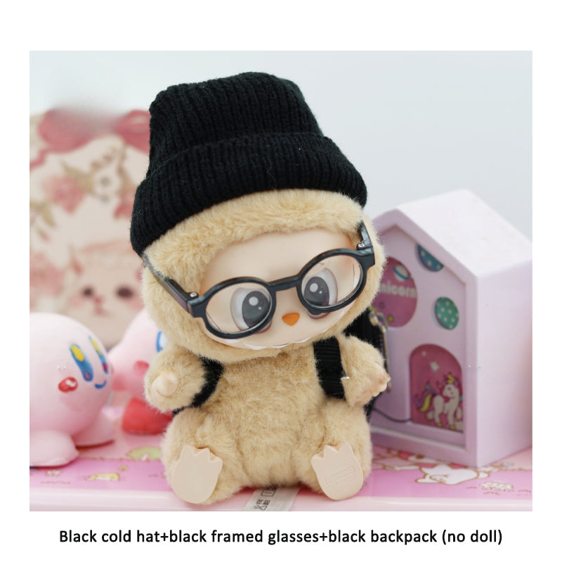 Accessories only Labubu Sitting Party Baby Clothes Black Cold Hat Sunglasses Backpack Trendy Set Labubu Accessories V.I.P Digital Presence