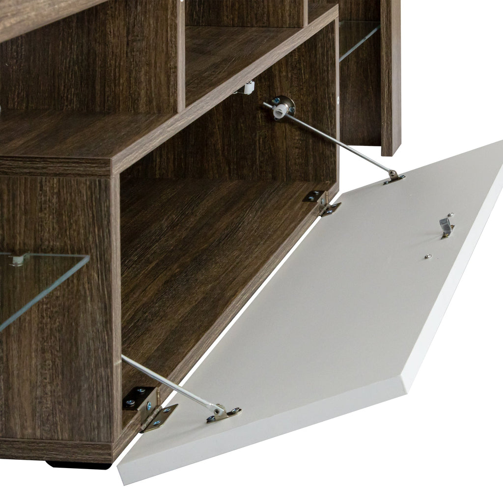 20 minutes quick assembly brown simple modern TV stand cabinet Brown + whiteTV bracket