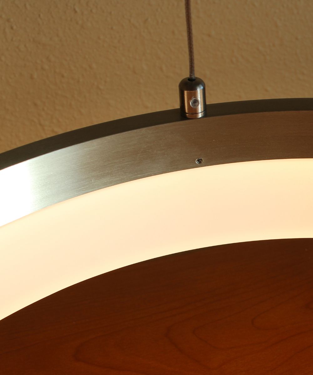 Edge-Lit 16"W 1-Light Round LED Ribbon Chandelier Light Fixture Brushed Nickel Finish LampsUSA