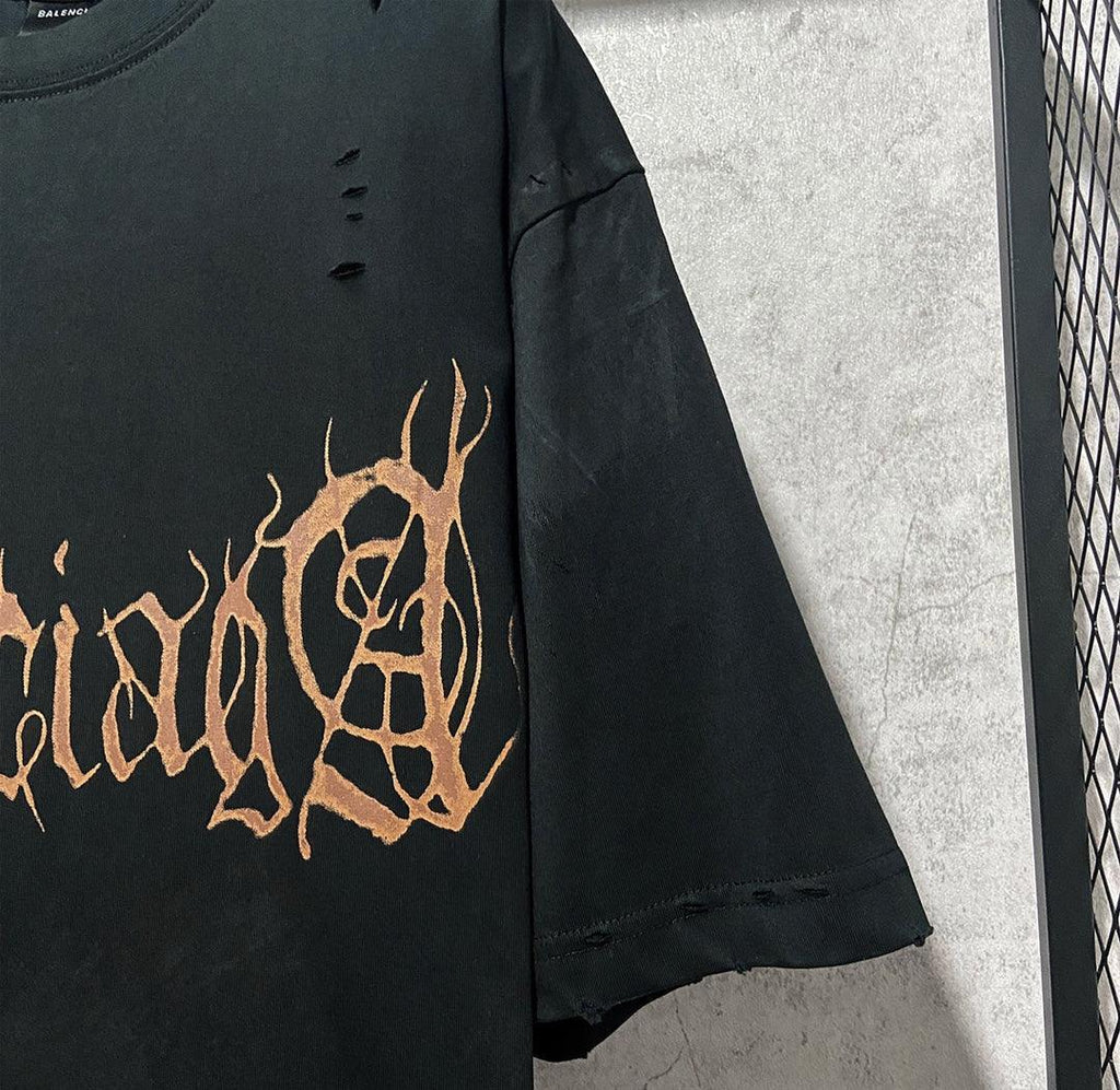 Balenciaga Faded Black T-Shirt Without Collar Banlieue91