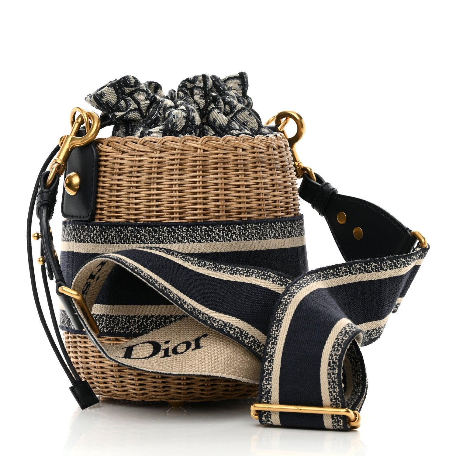 Christian Dior Wicker Oblique Drawstring Bucket Bag Banlieue91