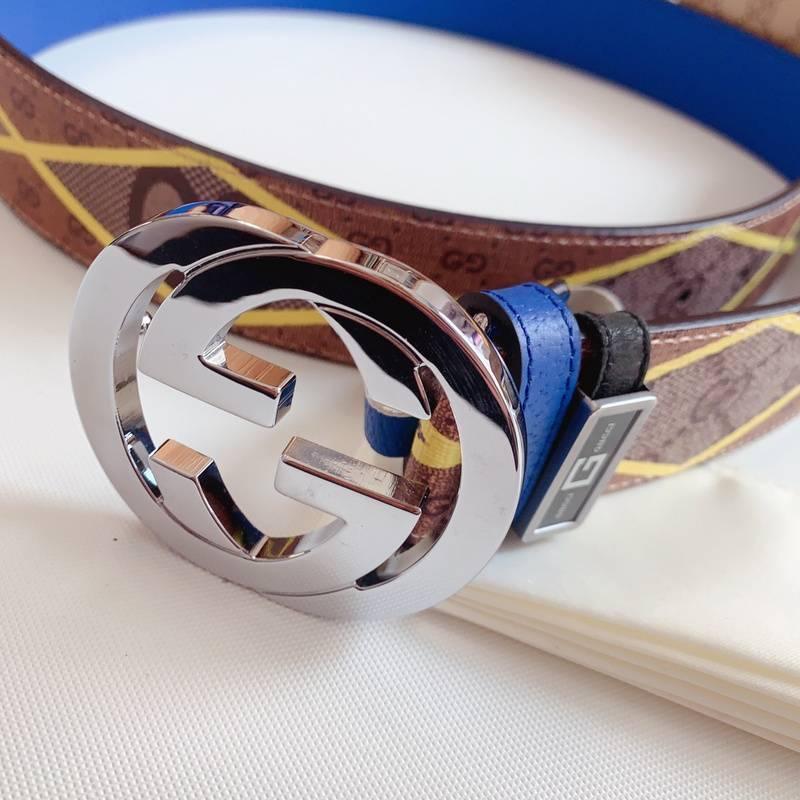 GUCCI Embellished coated-canvas and leather belt 'Brown' Banlieue91