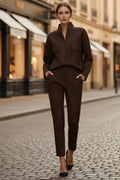 Women's Urban Commuter Pocketed Long-Sleeve Top & Pants Two-Piece Set FitiqueFit