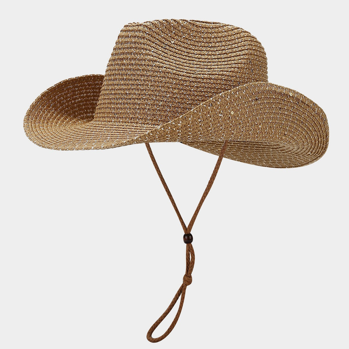 Women's Panama Straw Woven Sun Hat – Windproof Sequin Detail Beach Hat FitiqueFit
