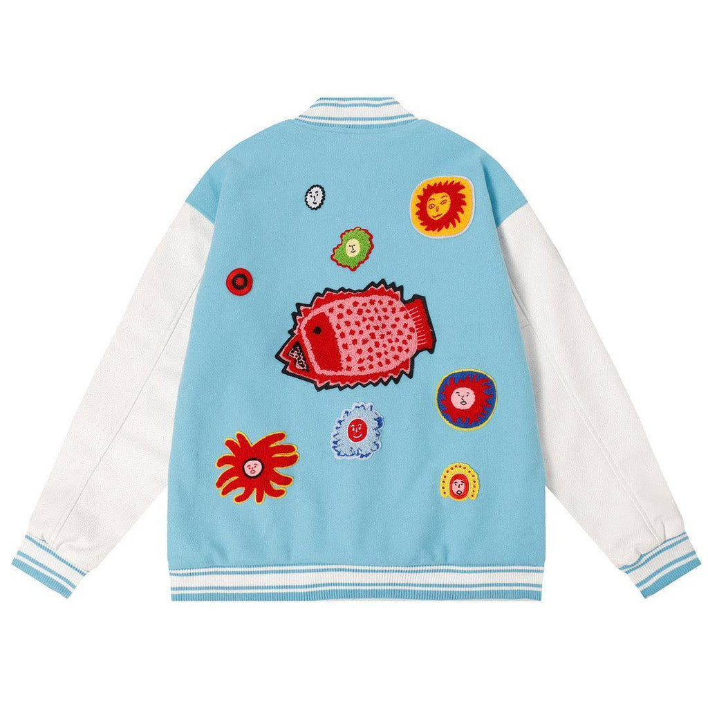 Louis Vuitton  LV x YK Embroidered Faces Varsity Blouson 'South sea' Banlieue91