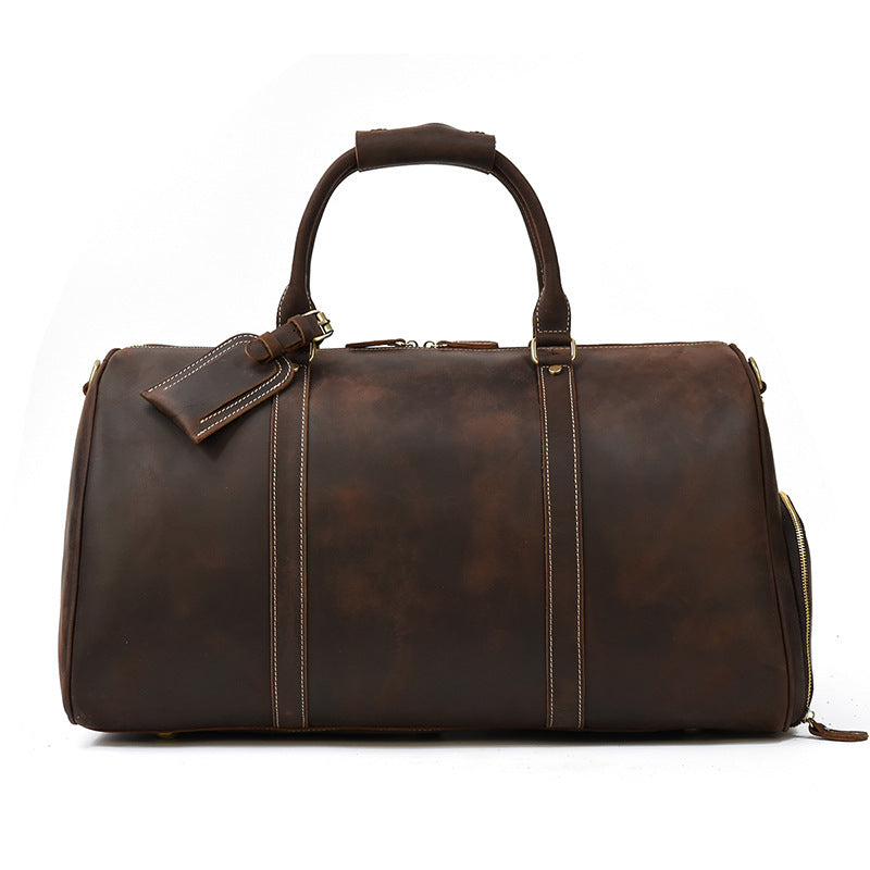 Men's Retro Leather Travel First Layer Cowhide Luggage Bag Pi-Mart