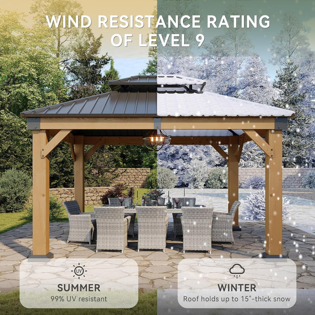 10x12 Weatherproof Natural Gazebo With Galvanized Roof