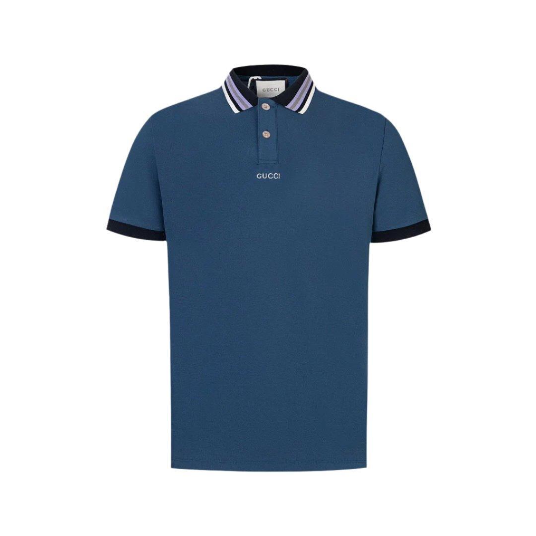Gucci Navy Blue T-shirt with a collar Banlieue91