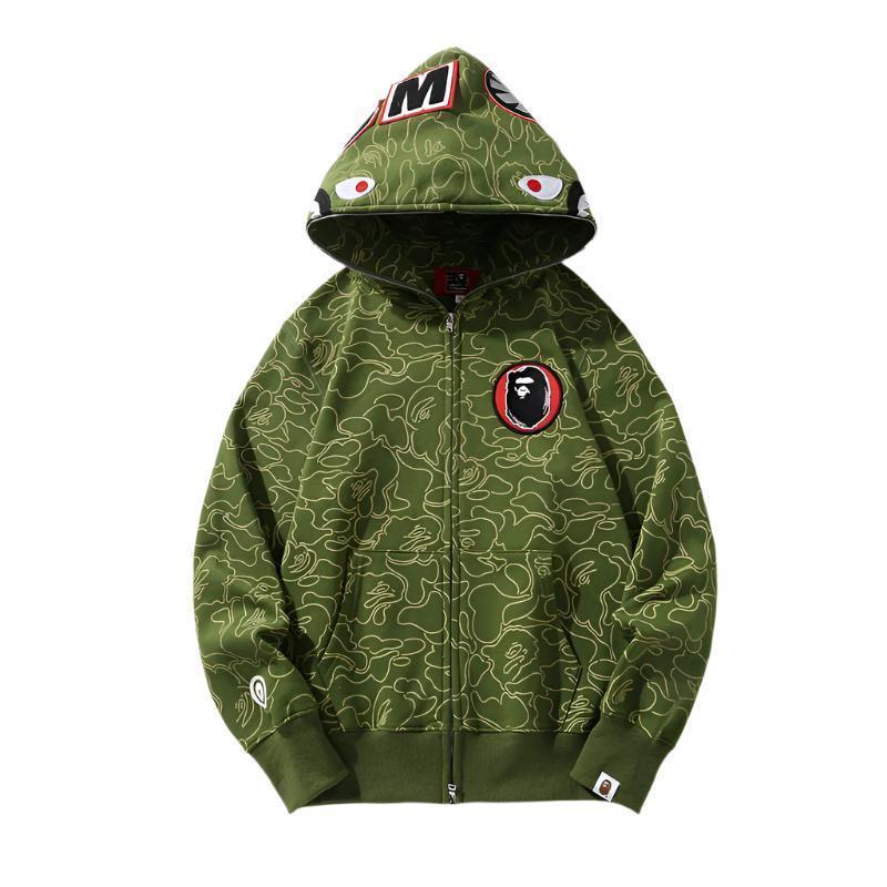 BAPE Line Camo Shark Full Zip Hoodie A Bathing Ape 'Green' Banlieue91