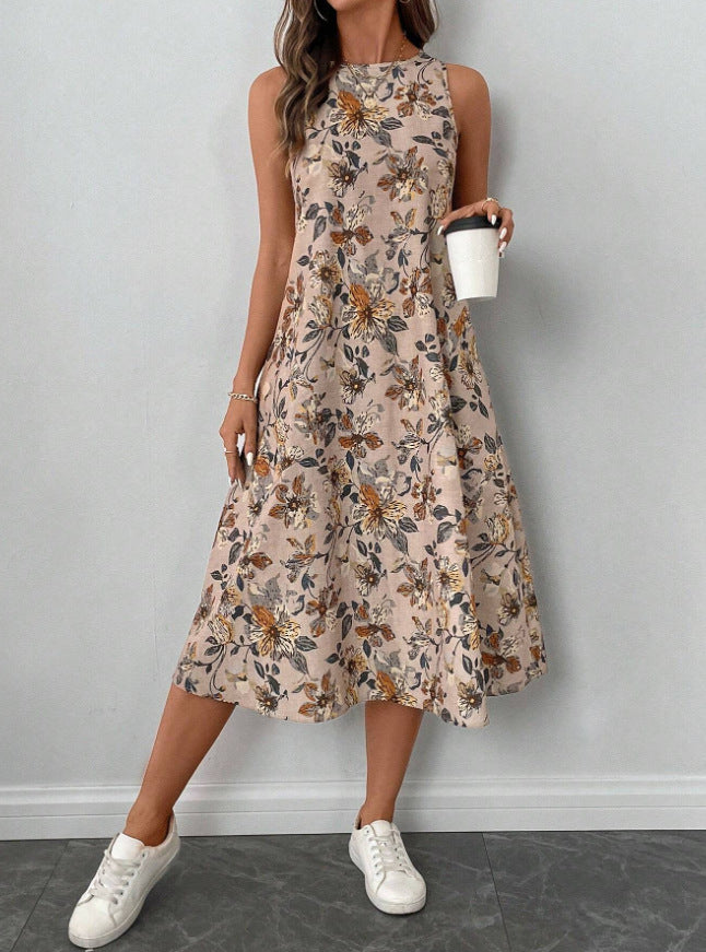 Floral Print A-Line Midi Dress with Pockets | Boho Vintage FitiqueFit