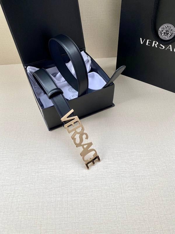 Versace Women's Leather Logo Decorated Buckle Belt Banlieue91