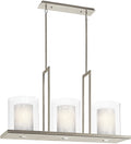 Triad 40"W 6-Light Classic Pewter Finish Clear Glass White Vetro Mica Shades Linear Chandelier by Kichler LampsUSA