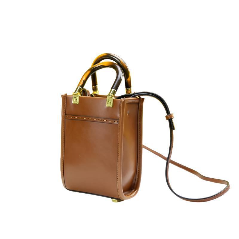 Fendi  Vitello King Plexiglass Logo Embossed Mini Fendi Sunshine Shopper Tote