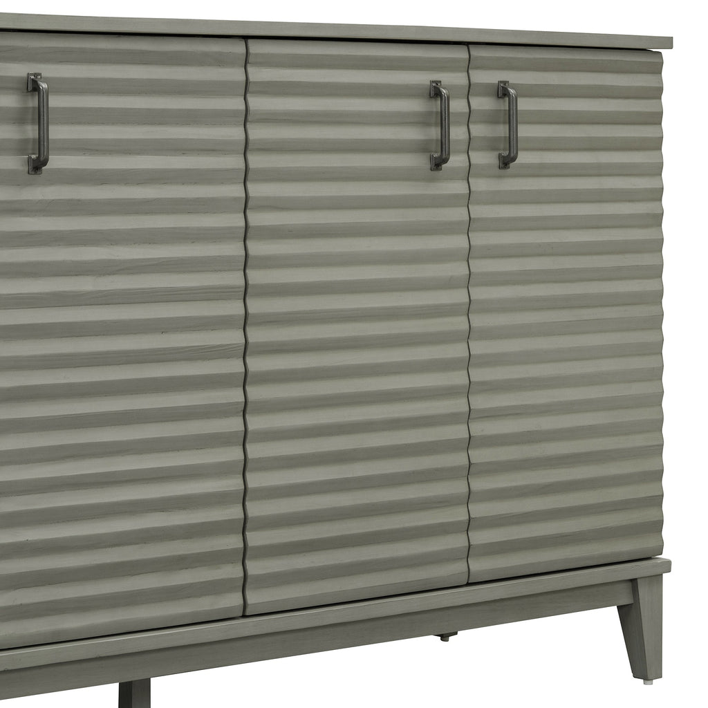 TREXM side panel with 4-door large storage buffet, adjustable shelves and metal handles (antique gray)