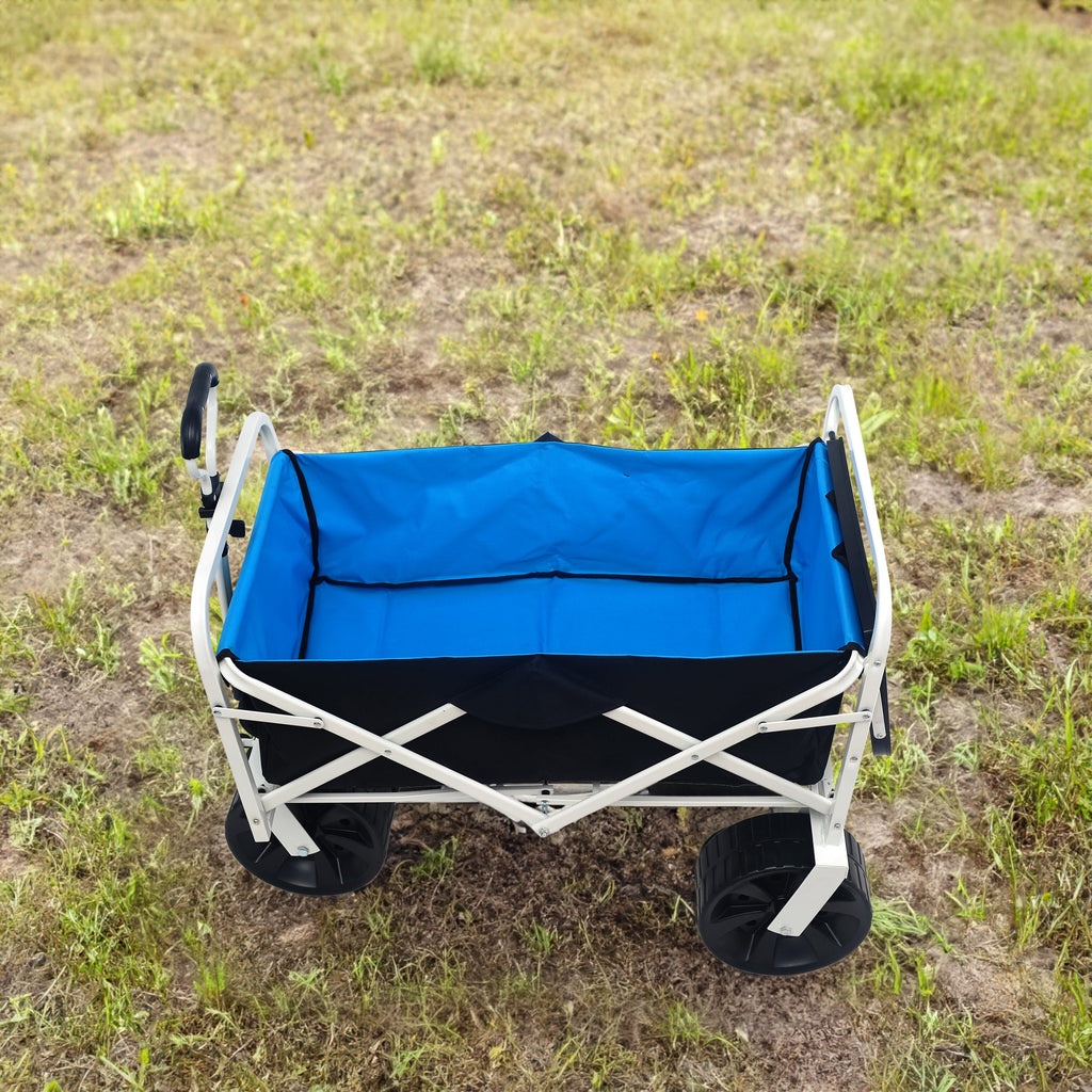 Folding Wagon Garden Shopping Beach Cart (white)