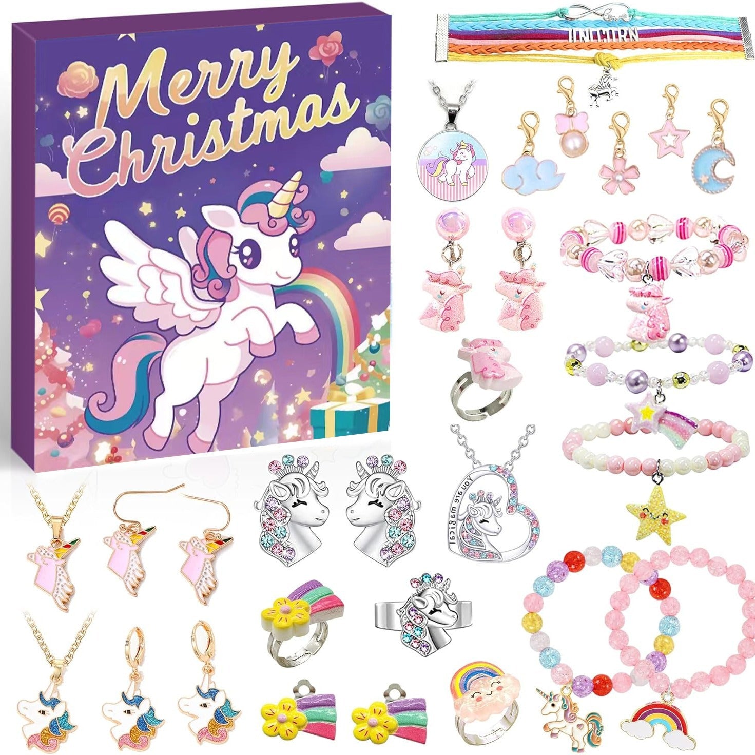 DIY creative children's bracelet jewelry 24-grid calendar Christmas holiday surprise blind box silver set V.I.P Digital Presence