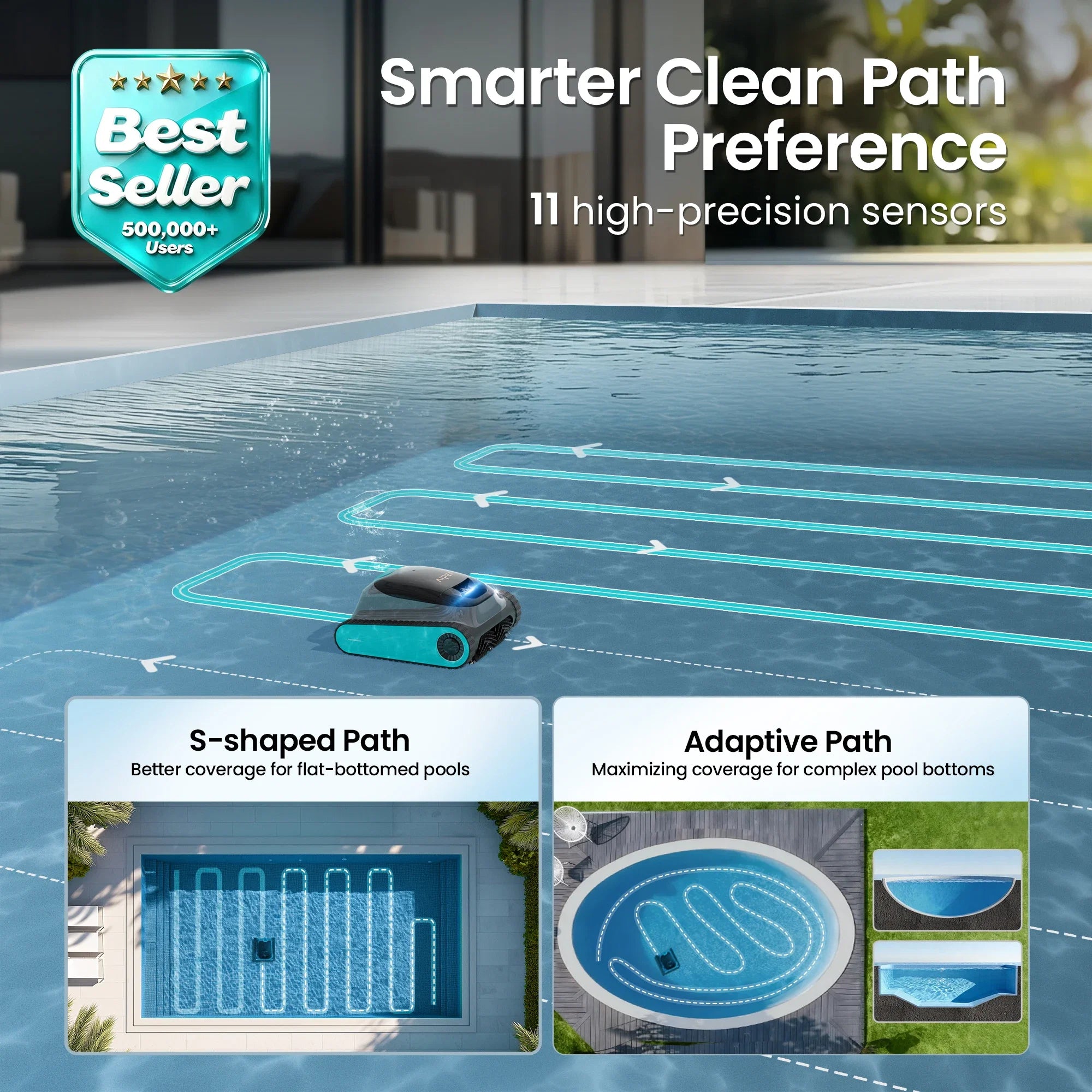 (2026 Upgrade) Aiper Scuba S1  Pool Cleaner Robot,Floor,Wall,Waterline,270-Min Runtime,Shallow Area Cleaning, Smarter Navigation,11 High-Precision Sensors, App SupportI&PX8,Refurbished FLIPSTYLEZLLC